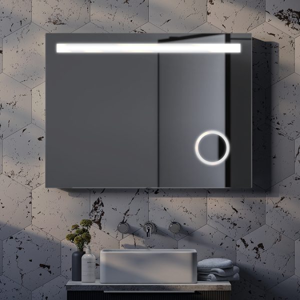 Vancouver 800 x 600mm LED Mirror with Motion Sensor, Magnifier, Anti Fog Demist + Shaving Socket - Image 5