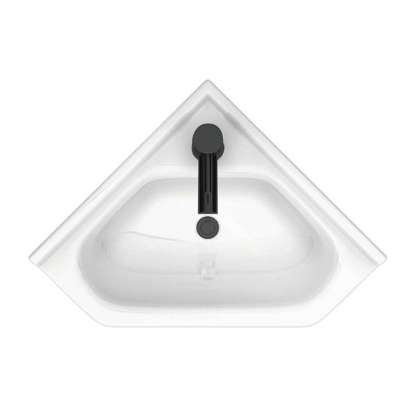 Venice Corner Vanity Unit   Gloss White   590mm with Black Handles - Image 3