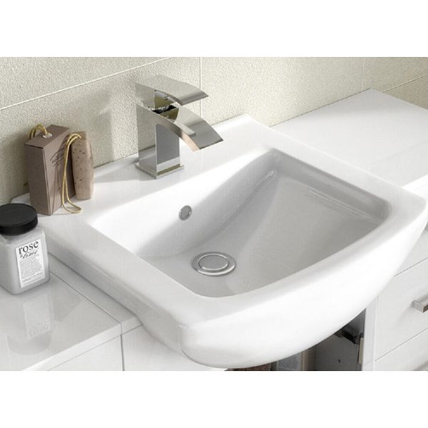 Venice 460 Gloss White Vanity with Matt Black Handle (Unit Depth 300mm) - Image 3