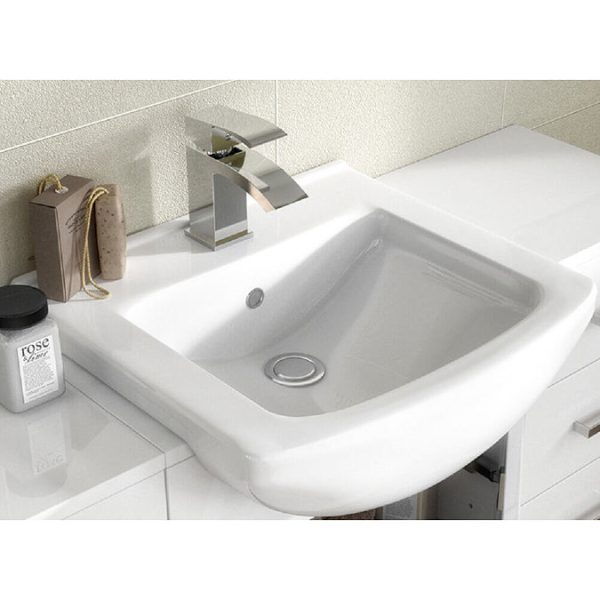 Venice 560 Gloss White Vanity with Matt Black Handles (Unit Depth 300mm) - Image 3