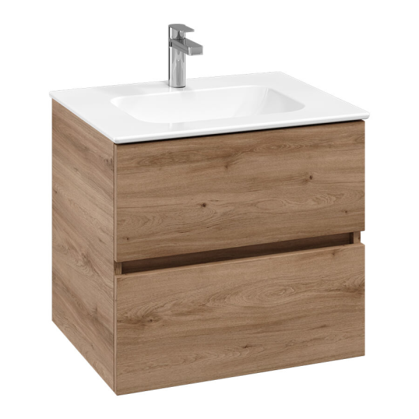 Villeroy and Boch Arto Oak Kansas 600mm Wall Hung 2 Drawer Vanity Unit