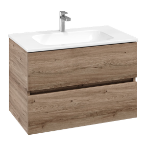 Villeroy and Boch Arto Oak Kansas 800mm Wall Hung 2 Drawer Vanity Unit