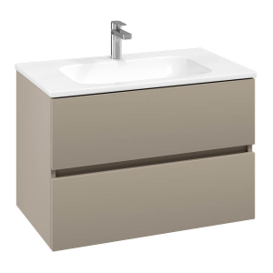 Villeroy and Boch Arto Sand Grey Matt 800mm Wall Hung 2 Drawer Vanity Unit