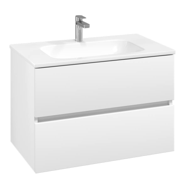 Villeroy and Boch Arto Satin White 800mm Wall Hung 2 Drawer Vanity Unit