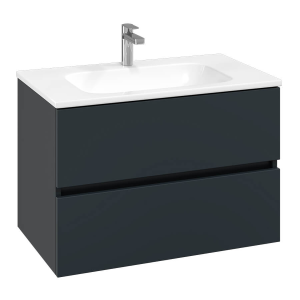 Villeroy and Boch Arto Satin Grey 800mm Wall Hung 2 Drawer Vanity Unit