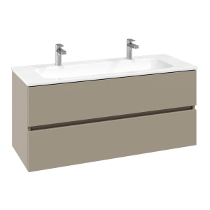 Villeroy and Boch Arto Sand Grey Matt 1200mm Wall Hung 2 Drawer Vanity Unit