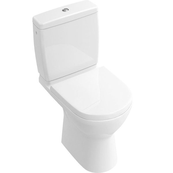 Villeroy and Boch O.novo Compact Rimless Close Coupled Toilet (Side/Rear Entry Water Inlet) + Soft Close Seat - Image 2