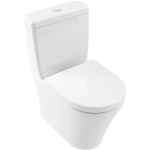 Villeroy and Boch O.novo DirectFlush Rimless BTW Close Coupled Toilet (Bottom Entry Water Inlet) + Soft Close Seat