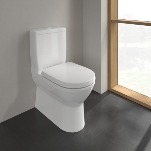 Villeroy and Boch O.novo BTW Close Coupled Toilet (Side/Rear Entry Water Inlet) + Soft Close Seat - Image 3