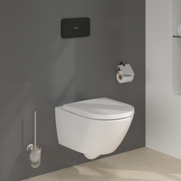 Villeroy & Boch Viconnect Pro 2.0 Toilet Frame with Subway 3.0 Twistflush Wall Mounted Toilet and Matt Black Flush Plate