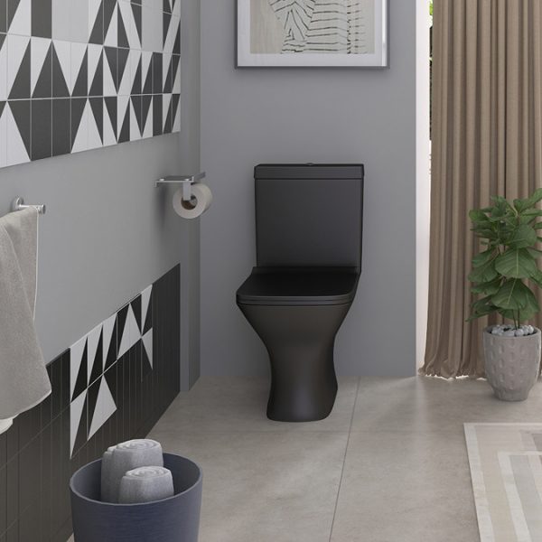 Venice Matt Black Modern Toilet + Soft Close Seat - Image 3