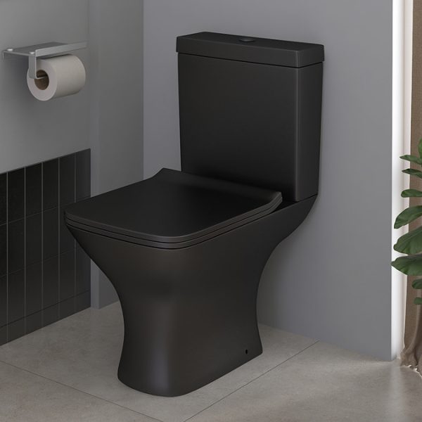Venice Matt Black Modern Toilet + Soft Close Seat - Image 2