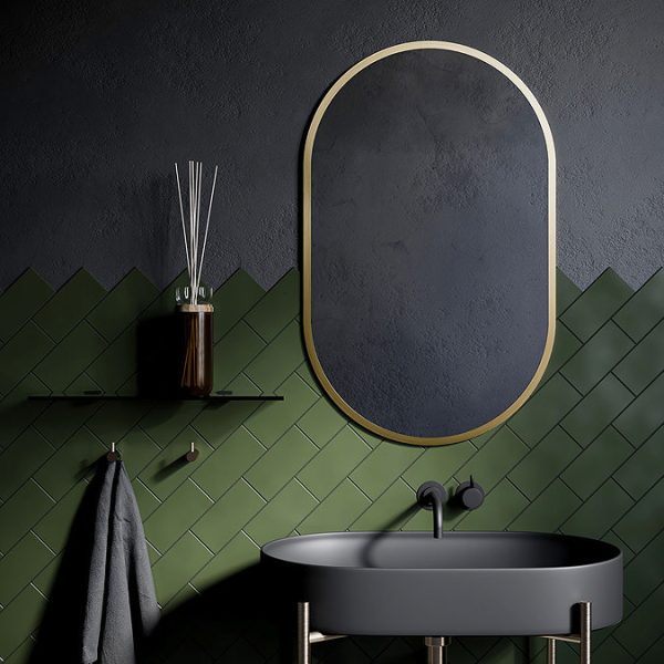 Arezzo Brushed Brass 500 x 800mm Capsule Mirror - Image 4