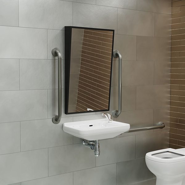 Venice Matt Black 500 x 800mm Angled Mirror - Image 3