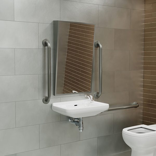 Venice Brushed Stainless Steel 500 x 800mm Angled Mirror - Image 3
