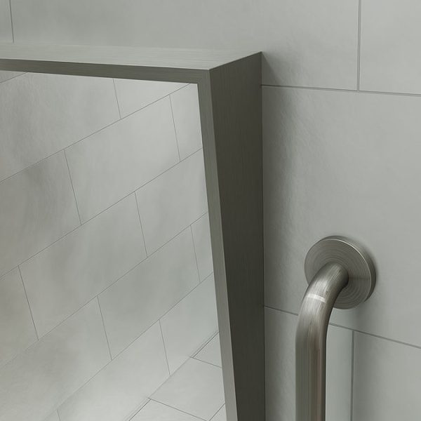 Venice Brushed Stainless Steel 500 x 800mm Angled Mirror - Image 2