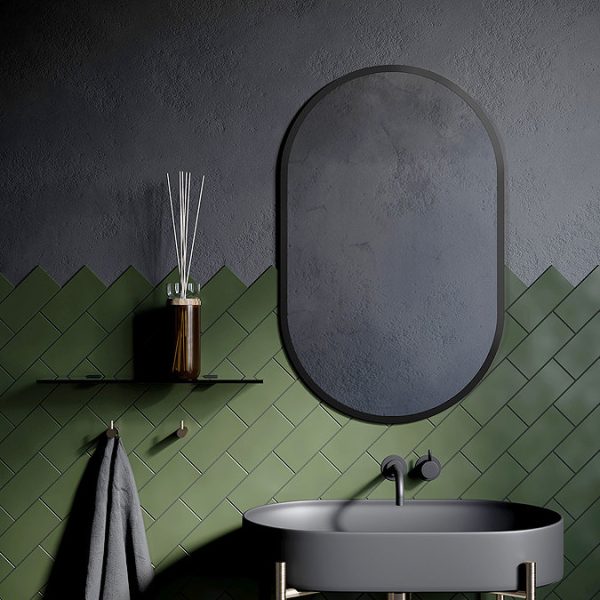 Arezzo Matt Black 500 x 800mm Capsule Mirror - Image 7