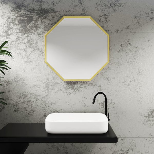 Arezzo Brushed Brass 600mm Octagon Mirror - Image 3