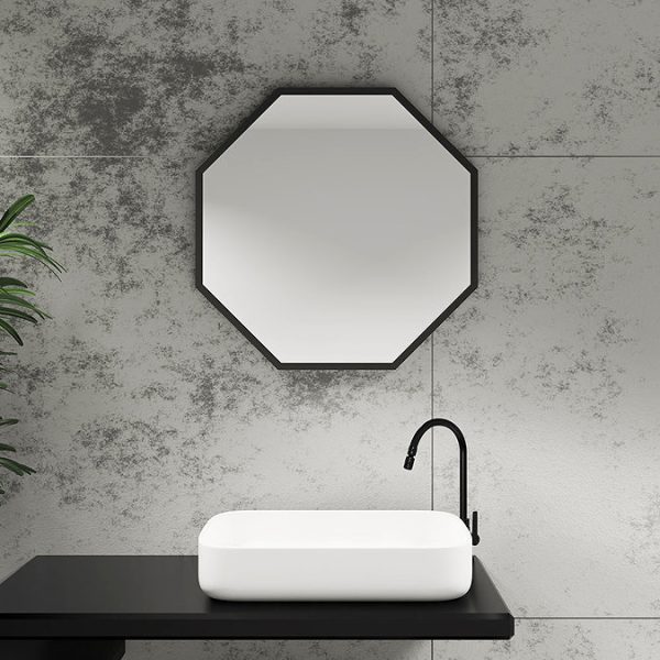 Arezzo Matt Black 600mm Octagon Mirror - Image 4