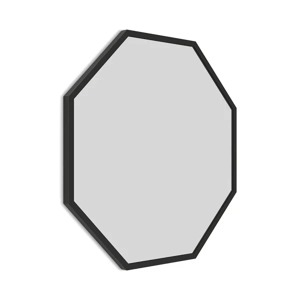 Arezzo Matt Black 600mm Octagon Mirror