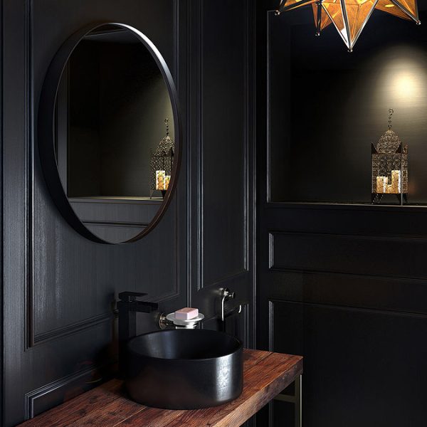 Venice Black Frame 600mm Round Mirror - Image 4