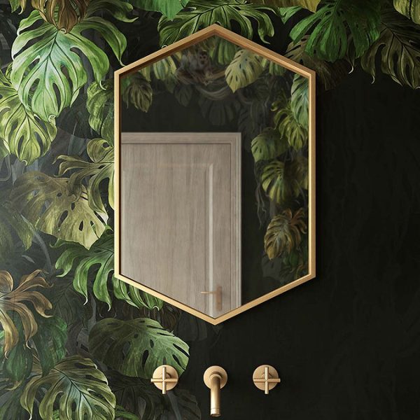 Venice Brushed Brass 500 x 750mm Hexagonal Mirror - Image 2
