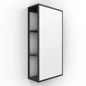 Venice Black 300 x 600mm Mirror with Open Shelves