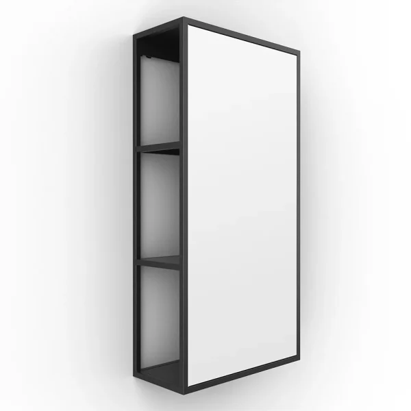 Venice Black 300 x 600mm Mirror with Open Shelves
