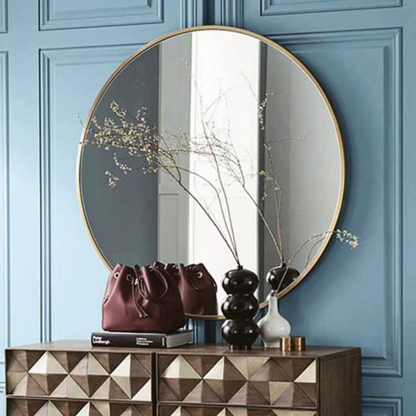 Venice Brushed Brass 800mm Round Mirror - Image 4