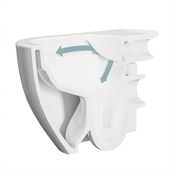 VitrA Evi Round Rimless Toilet with Soft Close Seat + Concealed WC Dual Flush Cistern with Wall Hung Frame (Matt Black Flush Plate) - Image 6