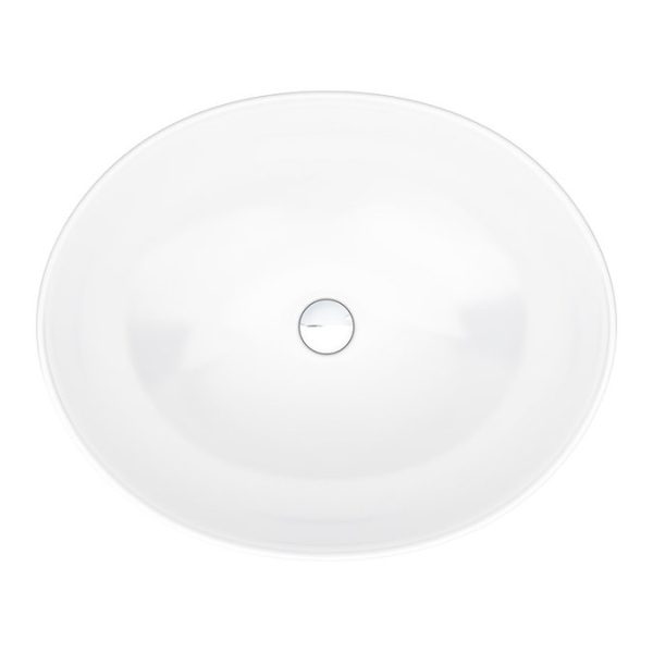 Monza Gloss White Wall Hung Countertop Vanity Unit   500mm 2 Drawer with Oval Basin - Image 4