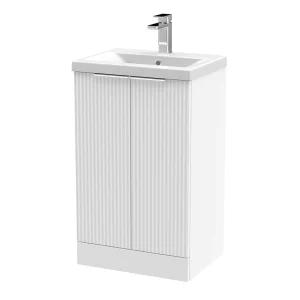 Venice Fluted 500mm White Vanity Unit   Floor Standing 2 Door Unit with Chrome Handles
