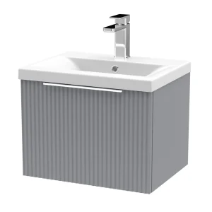 Venice Fluted 500mm Grey Vanity Unit   Wall Hung Single Drawer Unit with Chrome Handle