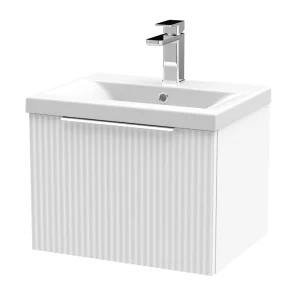 Venice Fluted 500mm White Vanity Unit   Wall Hung Single Drawer Unit with Chrome Handle
