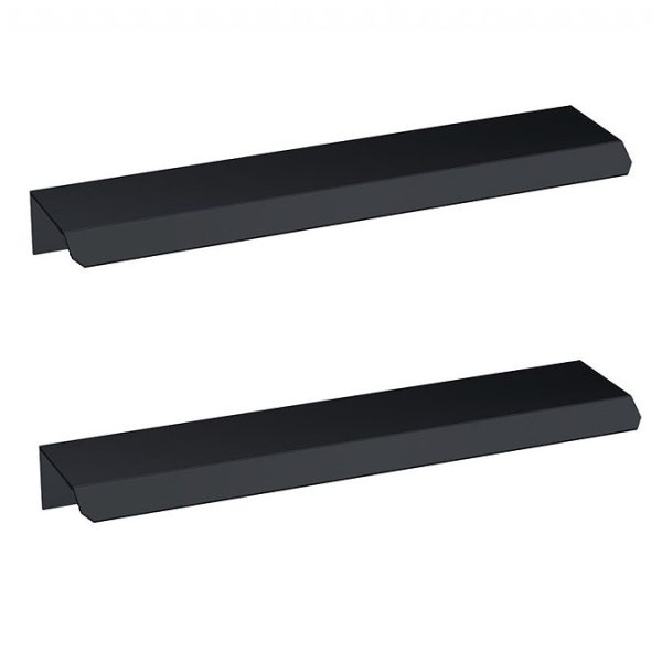 Venice Fluted 600mm Grey Vanity Unit   Floor Standing 2 Door Unit with Matt Black Handles - Image 2