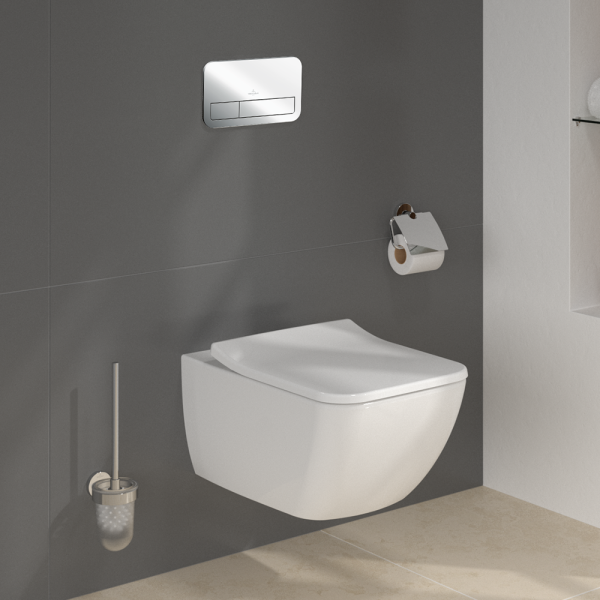 Villeroy & Boch Viconnect Pro 2.0 Toilet Frame with Venticello Wall Mounted Toilet and Chrome Flush Plate