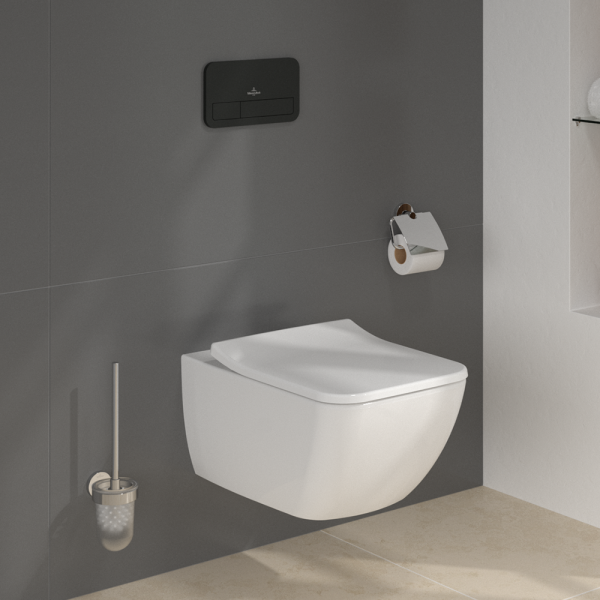 Villeroy & Boch Viconnect Pro 2.0 Toilet Frame with Venticello Wall Mounted Toilet and Matt Black Flush Plate