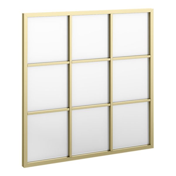 Vista 900 x 900 Brushed Brass Grid Bathroom Mirror - Image 3