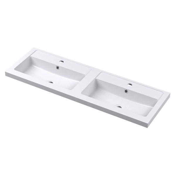 Venice Linea 1200mm Rustic Oak Wall Hung Double Basin Vanity Unit - Image 2