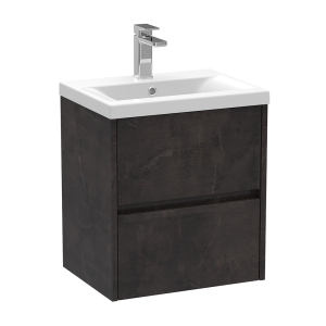 Venice Linea 500mm Metallic Slate Wall Hung 2 Drawer Vanity Unit