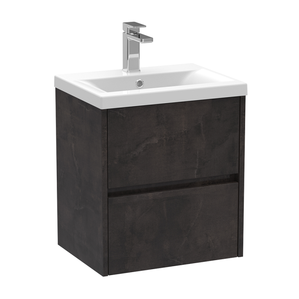 Venice Linea 500mm Metallic Slate Wall Hung 2 Drawer Vanity Unit