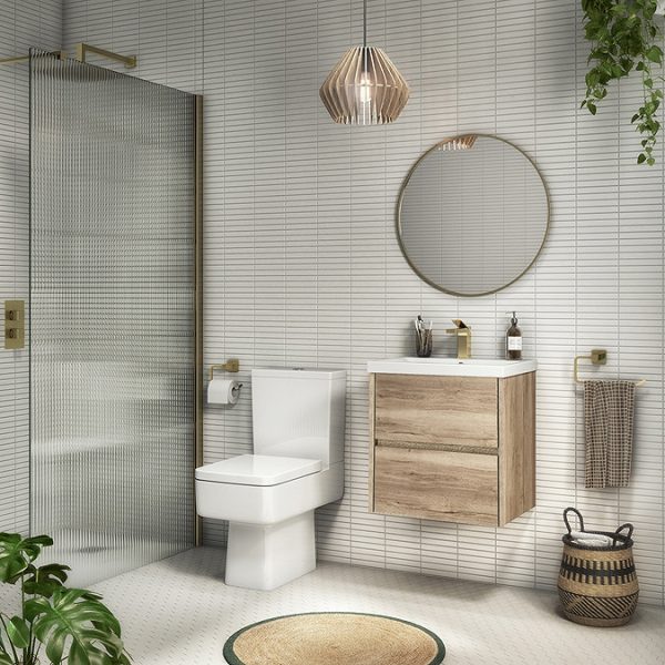 Venice Linea 500mm Rustic Oak Wall Hung 2 Drawer Vanity Unit - Image 3
