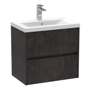Venice Linea 600mm Metallic Slate Wall Hung 2 Drawer Vanity Unit