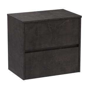 Venice Linea 600mm Metallic Slate Vanity   Wall Hung 2 Drawer Unit with Worktop