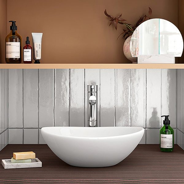 Venice Linea Rustic Oak Countertop Basin Unit   600mm 2 Drawer with Oval Matt White Basin - Image 4