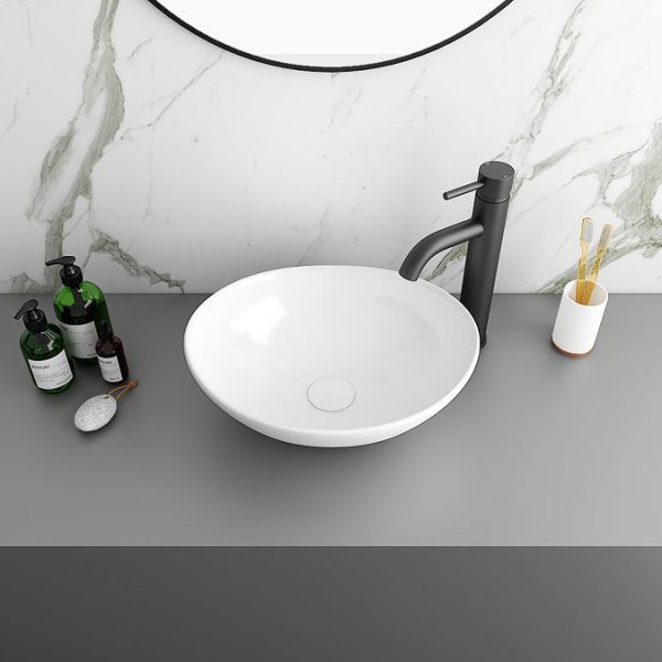 Venice Linea Rustic Oak Countertop Basin Unit   600mm 2 Drawer with Oval Gloss White Basin - Image 2