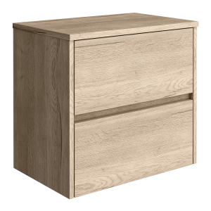 Venice Linea 600mm Rustic Oak Vanity   Wall Hung 2 Drawer Unit with Worktop