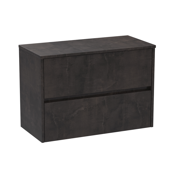 Venice Linea 800mm Metallic Slate Vanity   Wall Hung 2 Drawer Unit with Worktop