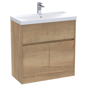 Venice Linea 800mm Rustic Oak Vanity Unit   Floor Standing with Drawer and 2 Doors