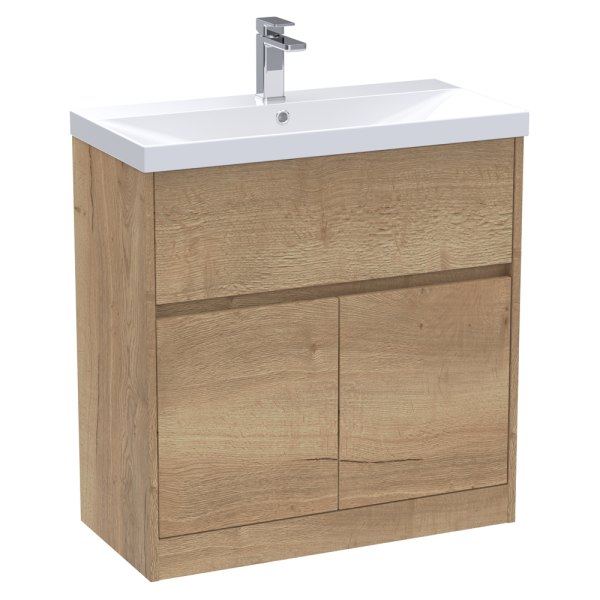 Venice Linea 800mm Rustic Oak Vanity Unit   Floor Standing with Drawer and 2 Doors